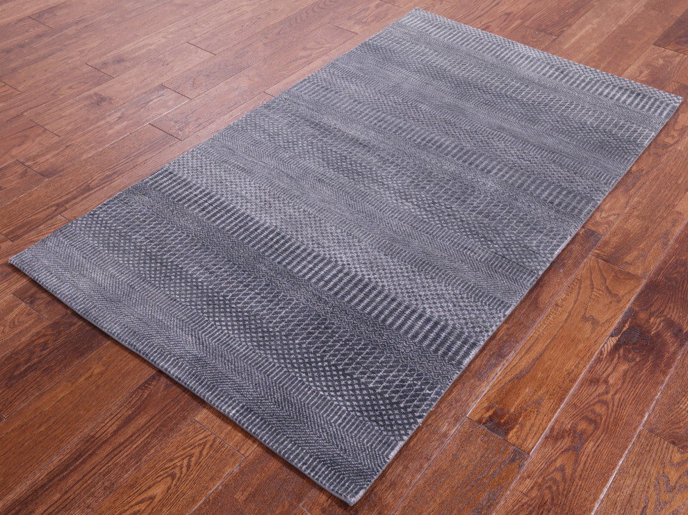 Savannah Grass Hand Knotted Wool and Silk Rug 3' 0" X 5' 2" Q11525