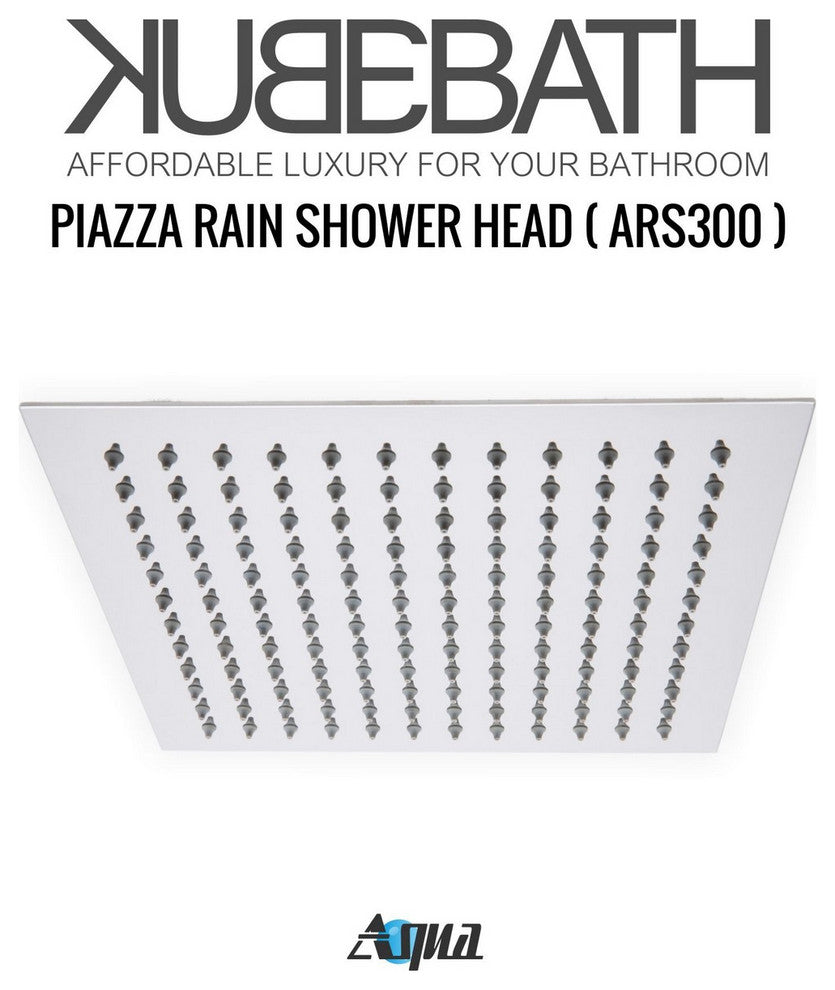 Aqua Piazza 12" Super Slim Square Rain Shower Head, Chrome