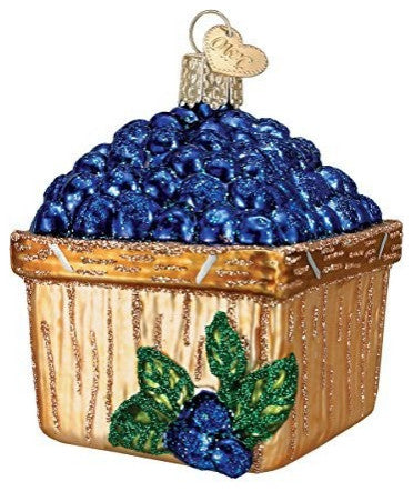 Old World Christmas Basket of Blueberries Blown Glass Ornament