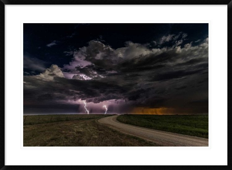 "Prairie Lightning" Framed Digital Print by Christian Skilbeck, 38"x28"