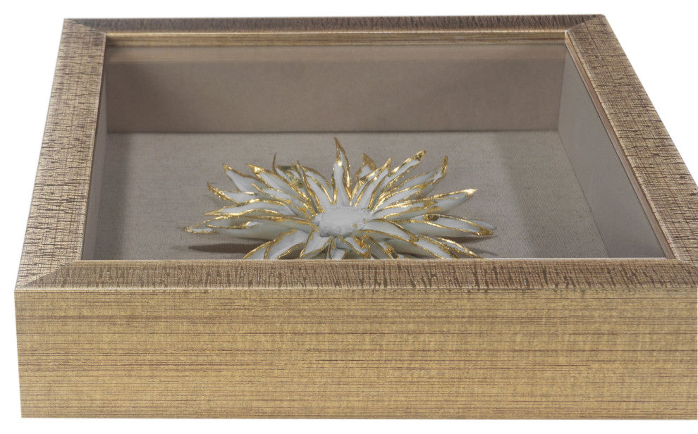 Gold Ceramic Flower Shadow Box Wall DÃ©cor (MS39291DP)