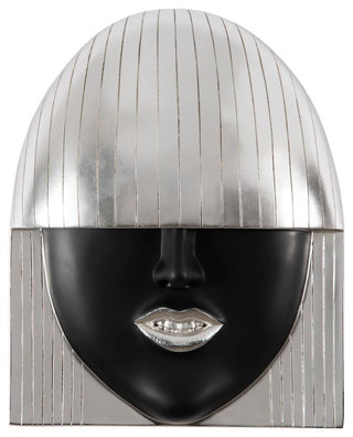 Fashion Faces Wall Art, Large, Smile, Black and Silver Leaf