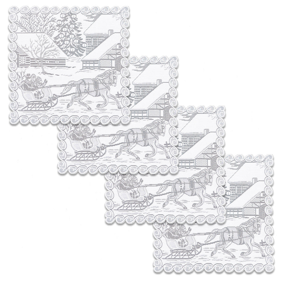 SLEIGH RIDE DOILIES SET/4