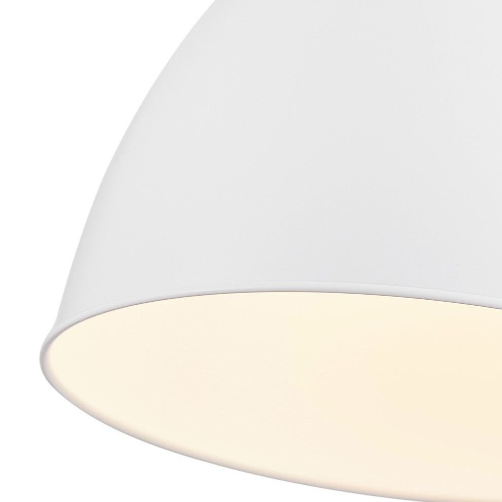 Modern Brushed Bronze Single Dome Pendant Lamp with White Metal Shade