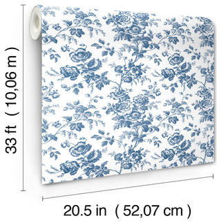 Anemone Toile Navy Wallpaper