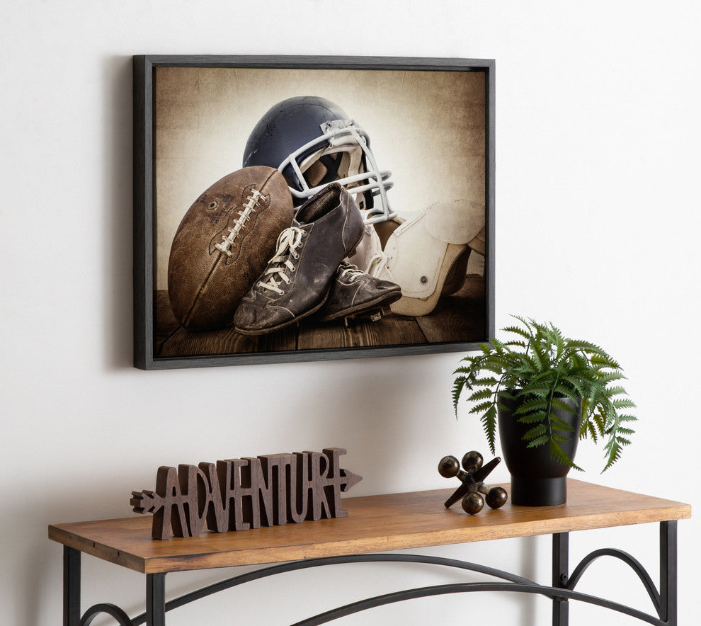 Sylvie Vintage Football Gear Framed Canvas by Shawn St. Peter, Gray 18x24