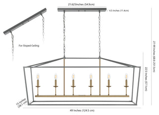 Pagoda Lantern Metal LED Pendant, Gray, Width: 49"