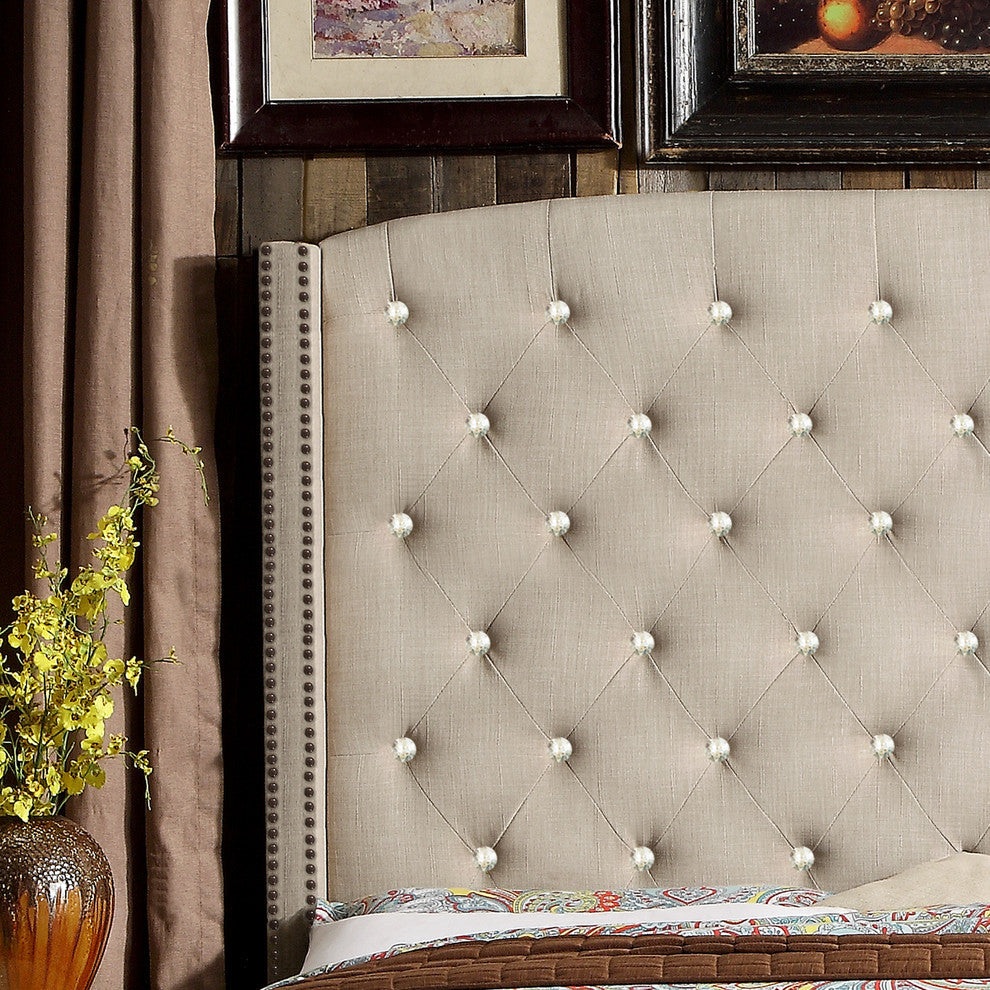 Martins Upholstered Panel Bed, Beige, King