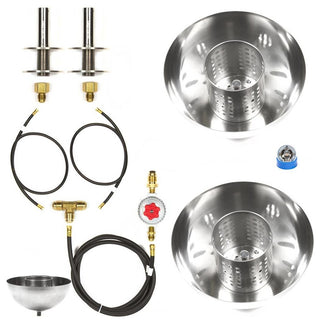2 Propane Fire Bowls Kit Complete Basic Table Top, Fire Pot Kit