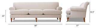 Alana Lawson 88" 3-Cushion Tight Back Sofa, Sky Neutral Beige Polyester