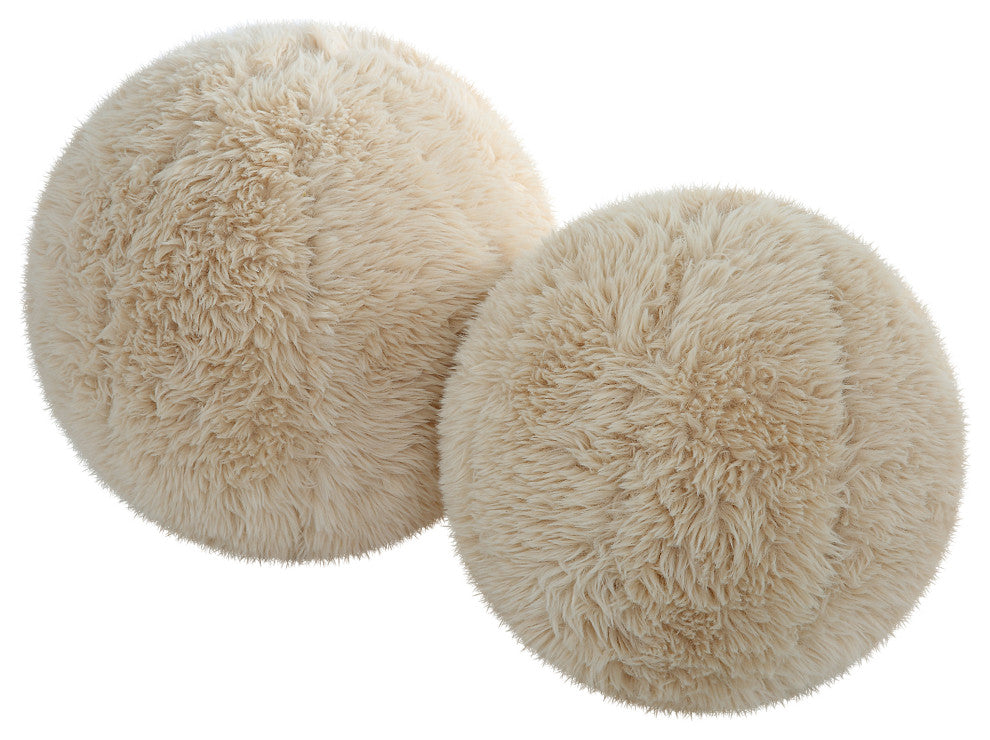 Abide Ball Sheepskin Pillows, Set/2"