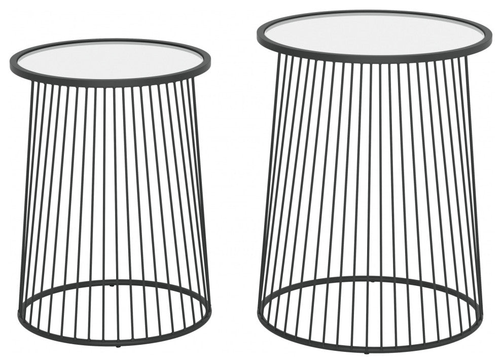 Shine Nesting Tables Set Clear and Black