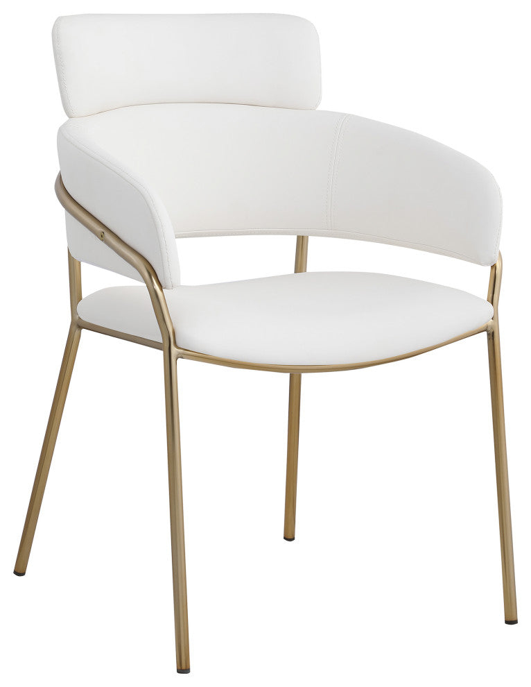 Yara Upholstered Dining Chair (Set of 2), Cream, Vegan Leather