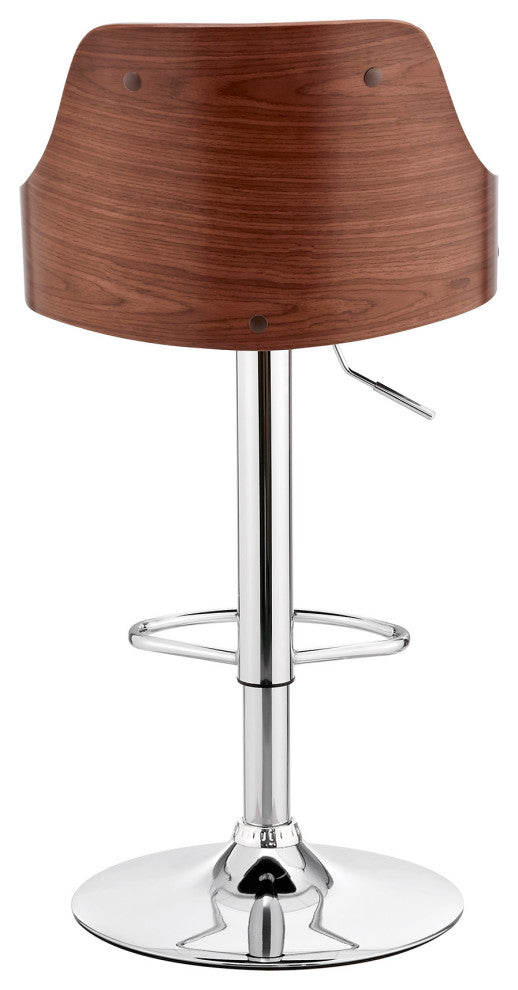 Gray Faux Leather Adjustable Modern Bar Stool