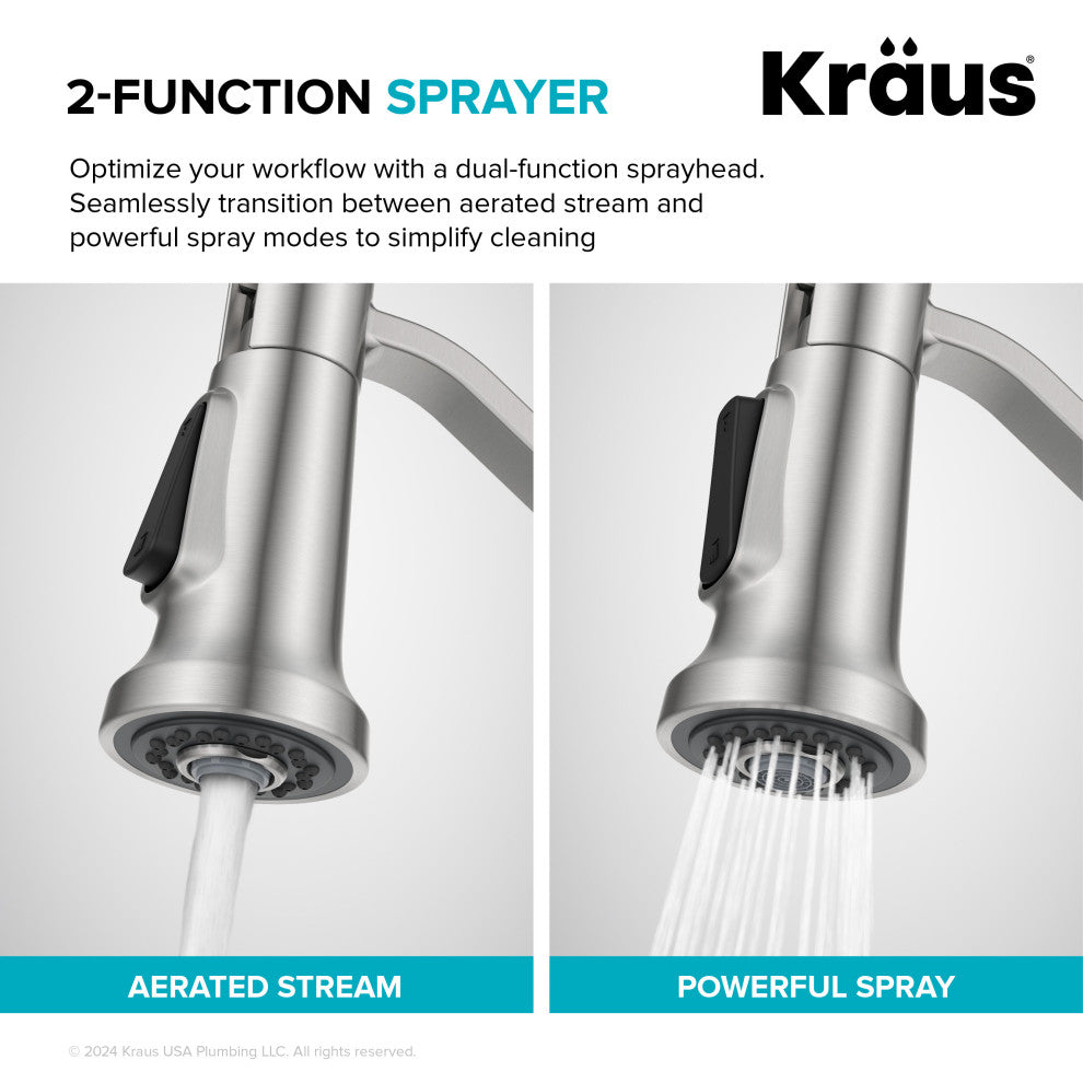 KRAUS Britt Commercial Style 2-Function 1-Handle Pull Down Kitchen Faucet MB