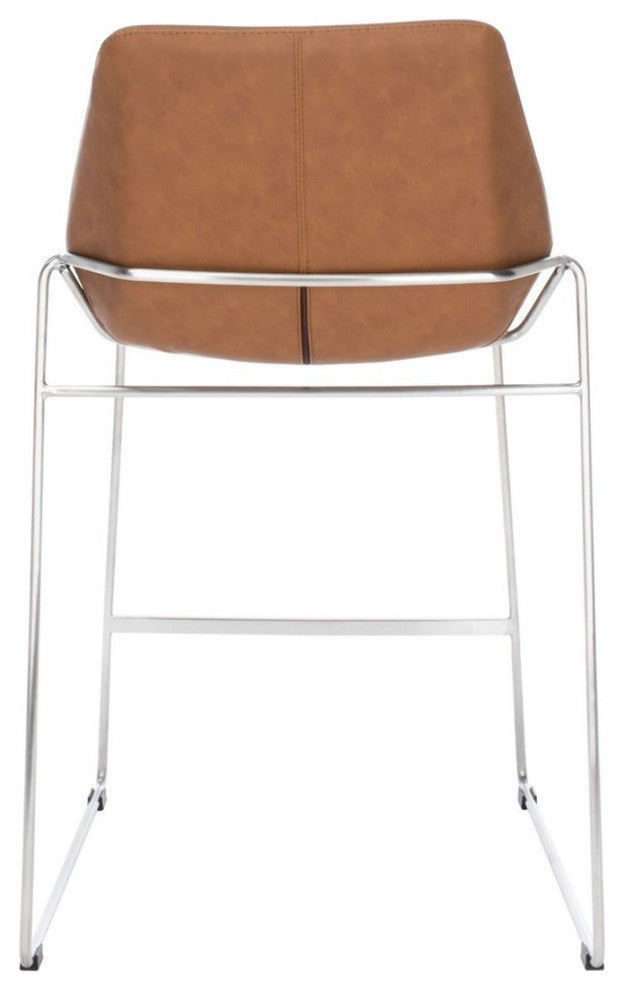 Safavieh Alexis Midcentury Counterstool, Cognac/Silver