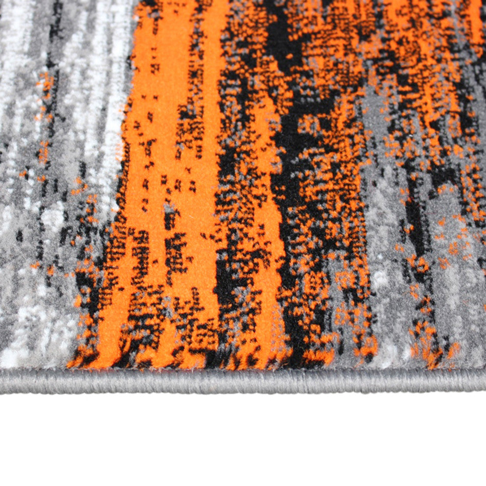 Angie Collection Rectangle 5' x 7' Scraped Design Area Rug, Orange
