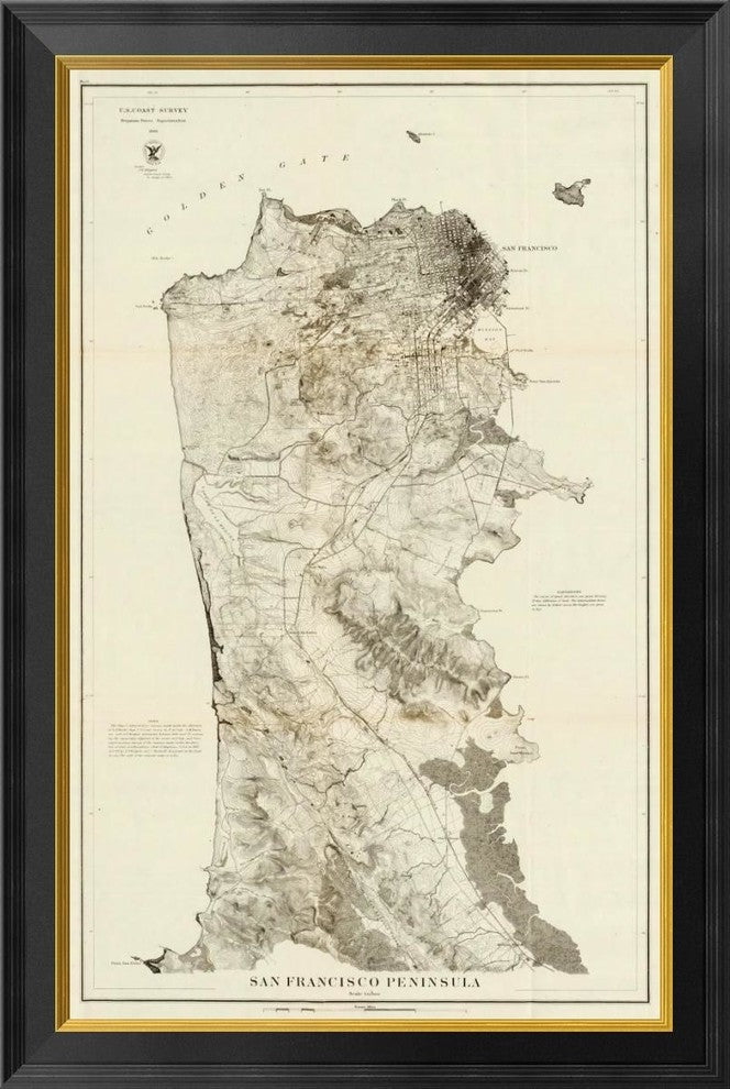 "San Francisco Peninsula, 1869"  by United States Coast Survey, 23x34"