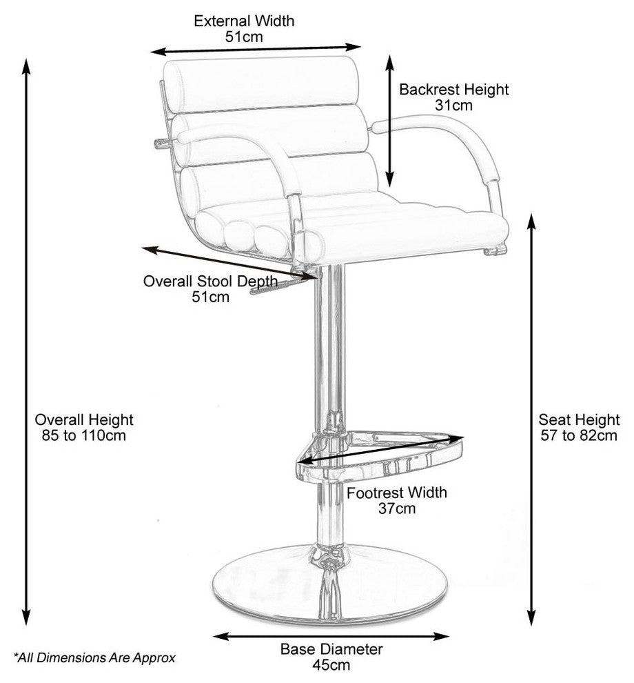 Modern Ego Bar Stool Black Leatherette Polished Chrome Adjustable Base