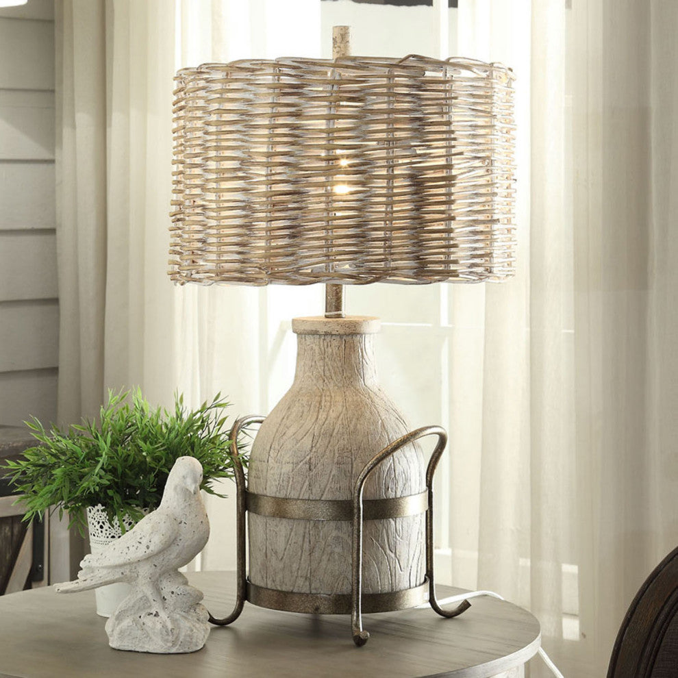 Dary Farm Table Lamp, Off-White
