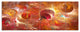 Red Yellow Circles Texture, Abstract Canvas Art Print, 70"x28", 6 Panels
