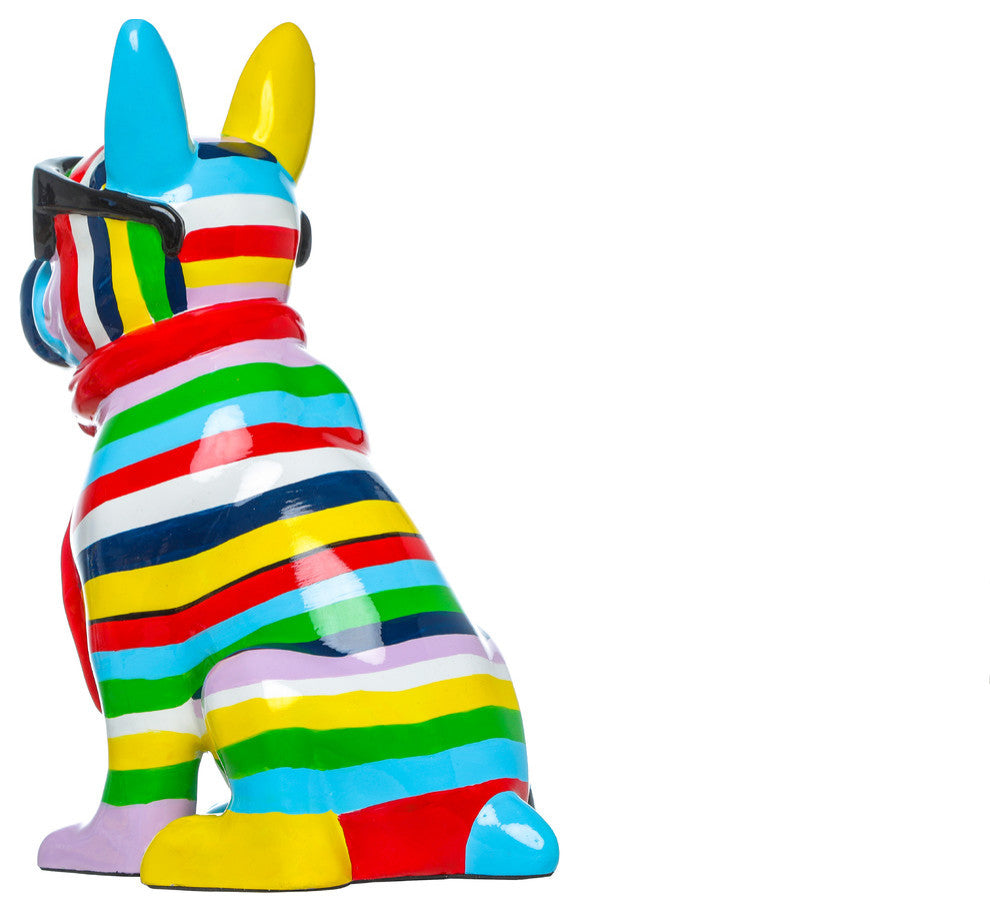 Interior Illusions Plus Stripe Dog With Black Glasses, 14" Tall