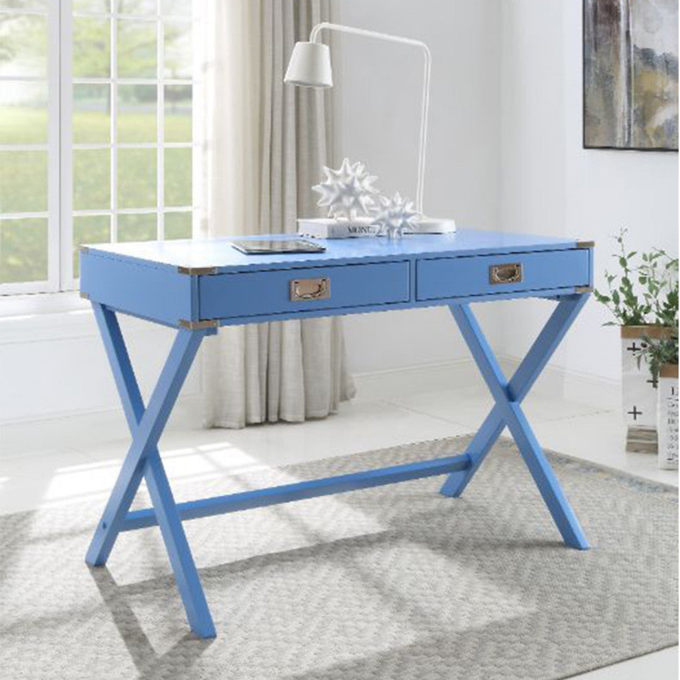 Writing Desk With 2 Drawers, Blue