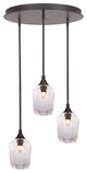 Empire 3-Light Cluster Pendalier, Dark Granite/Clear Bubble