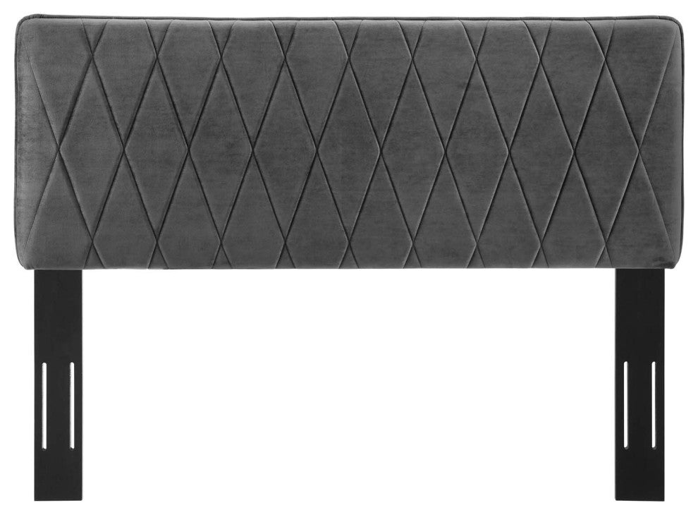 Headboard, Twin Size, Velvet, Dark Gray, Modern Contemporary, Bedroom