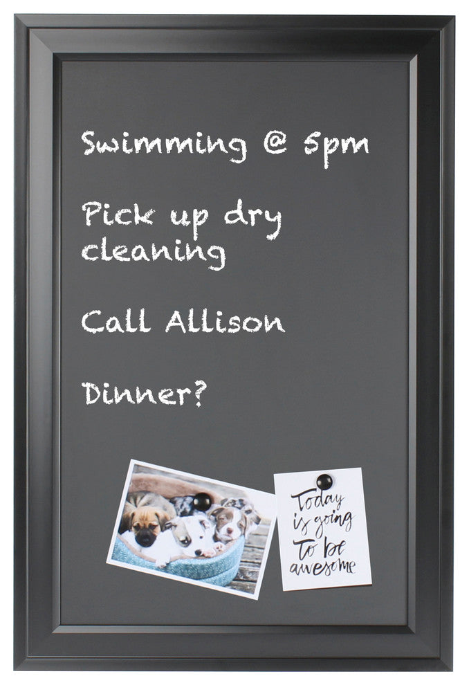 Bosc Wall Mounted Framed Magnetic Chalkboard, Black, 27.5x18.5