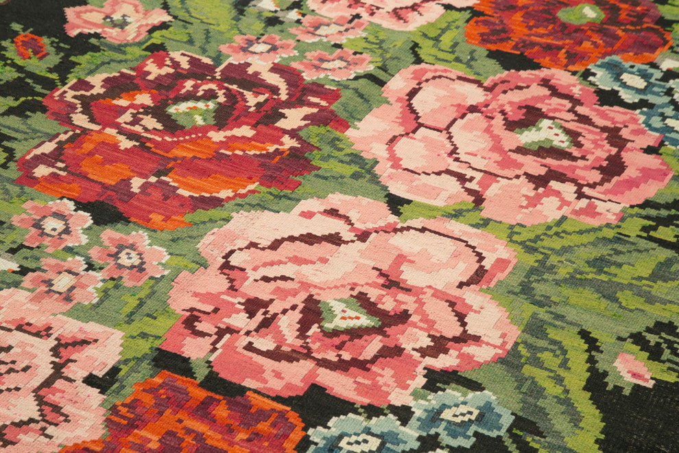 Rug N Carpet - Handmade Moldovian 7' 2'' x 12' 8'' Vintage Floral Kilim Rug
