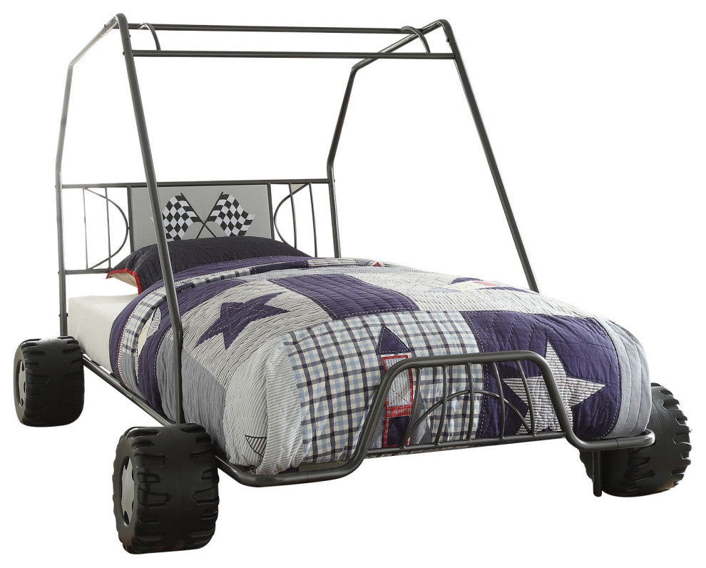 84" X 56" X 51" Twin Gunmetal Go Kart Bed