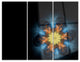"Symmetrical Blue Orange Fractal Flower" Metal Wall Art, 3 Panels, 36"x28"