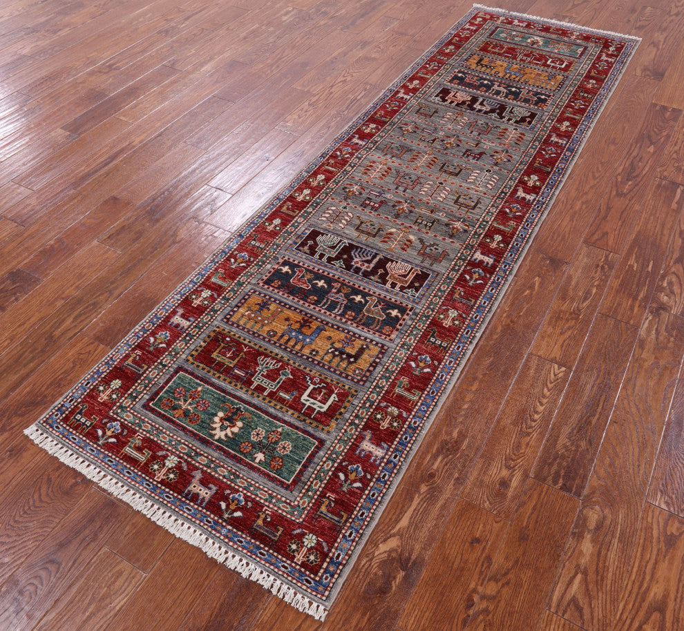 2' 10" X 9' 9" Persian Gabbeh Tribal Handmade Wool Runner Rug Q10468