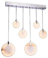 Modern Spanish Marble Linear Chandelier, Chrome