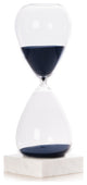 90 Minute Sand Timer On Carerra Gray Marble Base, Navy Sand, Navy Blue