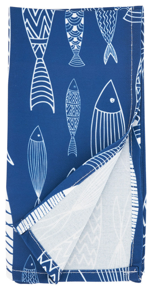 FishTable Napkins (Set of 4), Navy Blue, 20"x20"