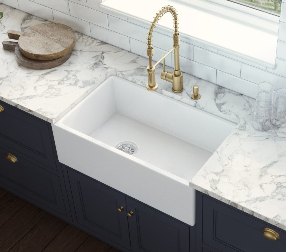 Ruvati RVL2018WL 30" Farmhouse Offset Drain Kitchen Sink, Left Drain