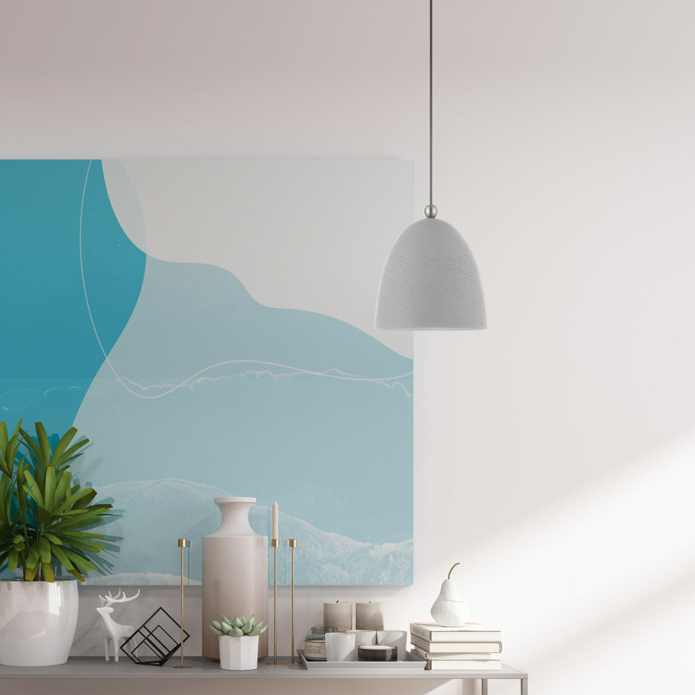 Livex Lighting Arlington 1 Light Nordic Gray, Brushed Nickel Medium Pendant