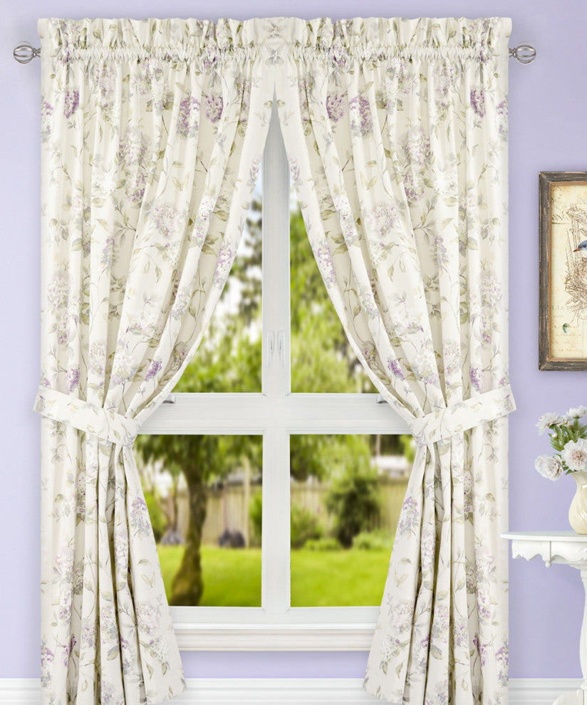 Abigail Tailored Panels with Ties, Lilac, 82"x84"