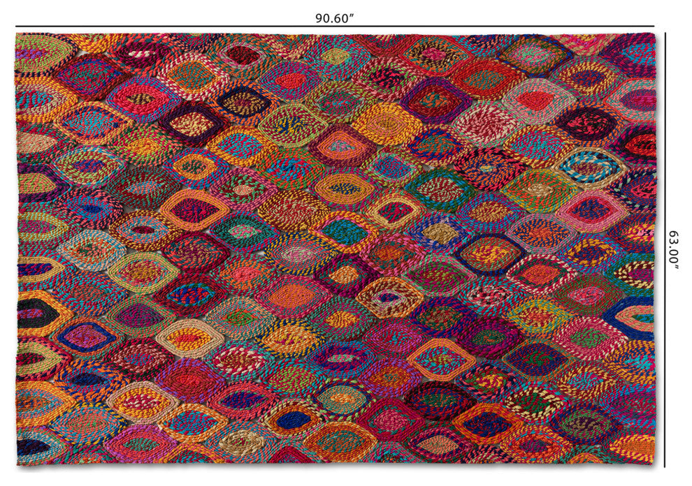 Addis Modern Multi-Colored Handwoven Fabric Area Rug