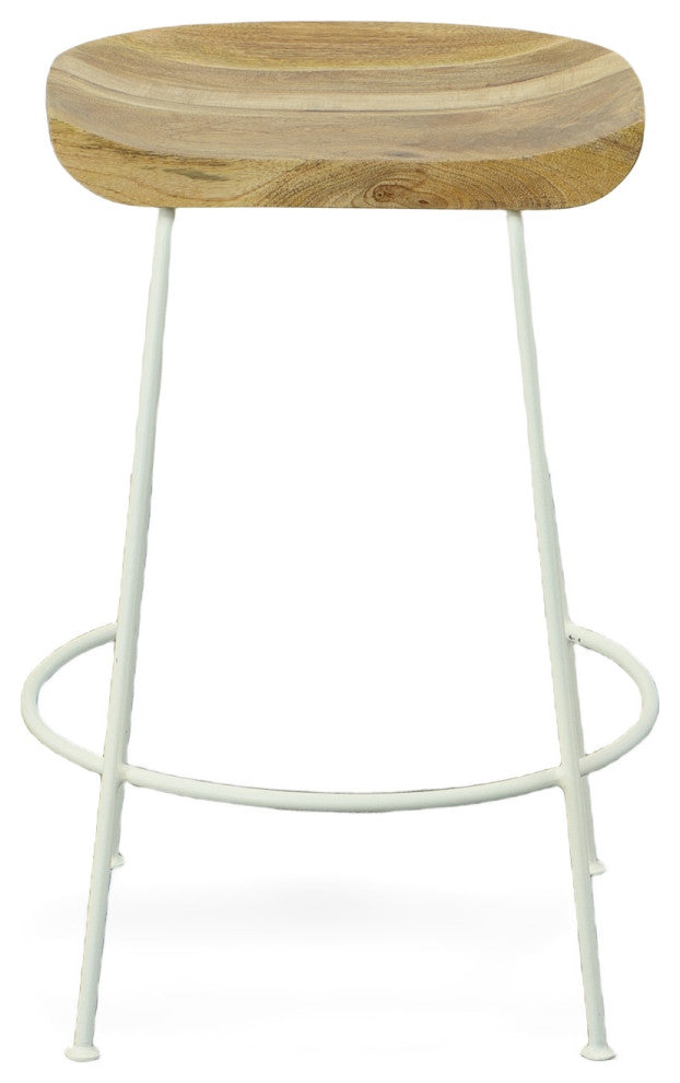 Diya Countoured Counter Stool Set of two, Natural and White