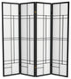 6'' Tall Eudes Shoji Screen, Black, 4 Panels