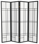 6' Tall Eudes Shoji Screen, Black, 4 Panels