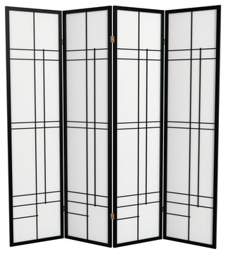 6' Tall Eudes Shoji Screen, Black, 4 Panels