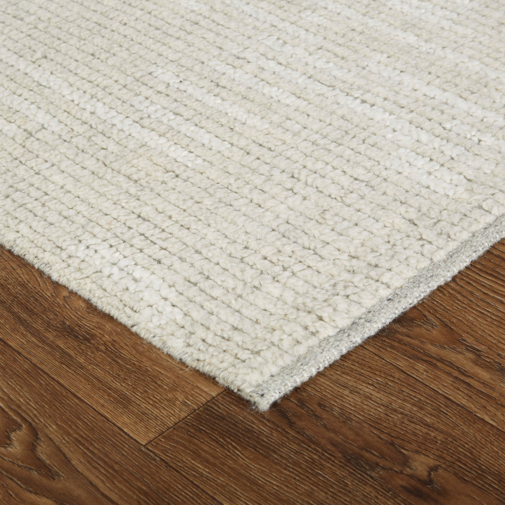 Weave & Wander Rheed Wool Rug, Solid Ivory, 7ft-9in x 9ft-9in Rug