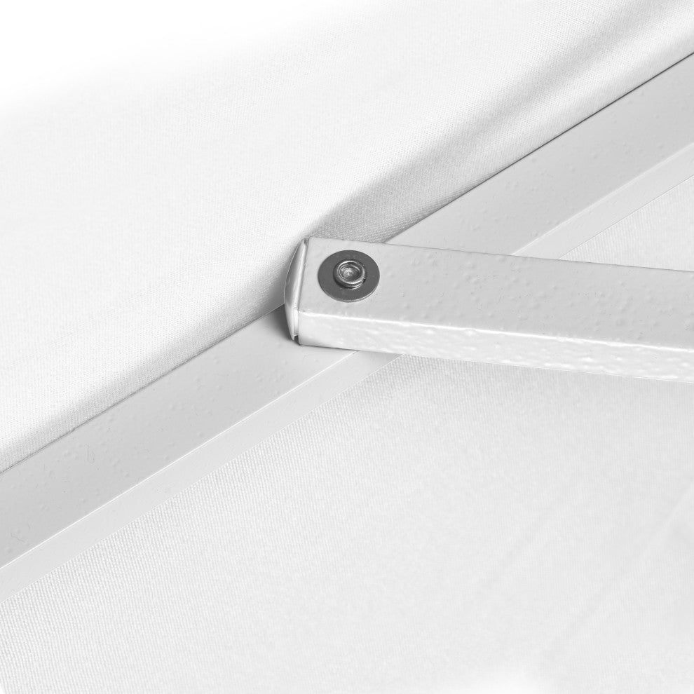 9'' Matted White Collar Tilt Crank Lift Aluminum Umbrella, Olefin, Antique Beige