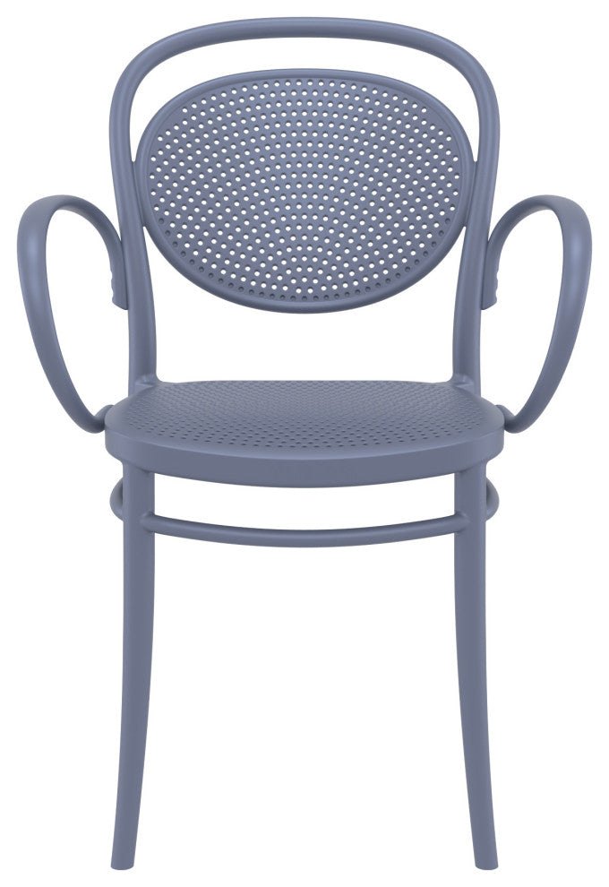 Marcel XL Resin Outdoor Arm Chair Dark Gray, Set of 2