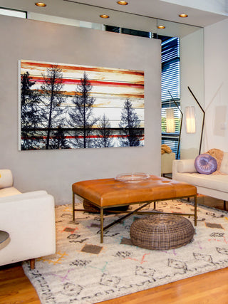 "Red Striped Sky" Print on White Wood, 45"x30"