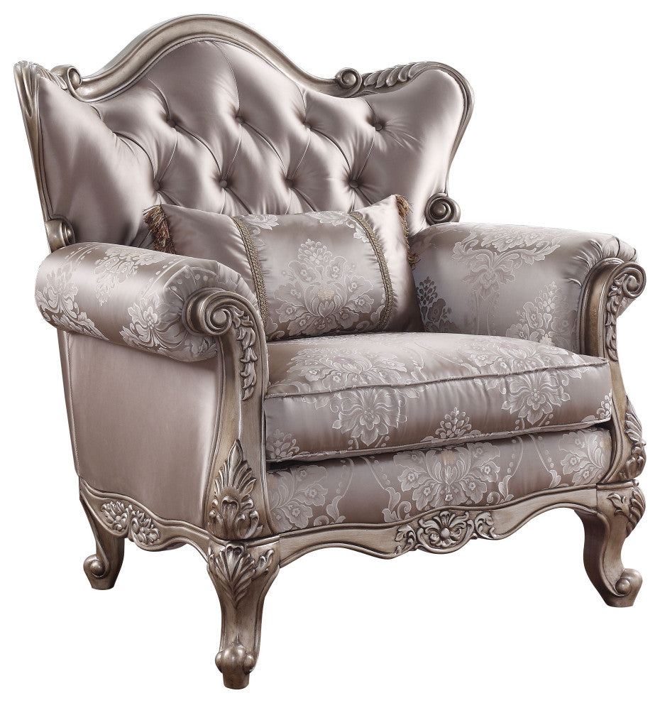 Jayceon Chair With 1 Pillow, Fabric and Champagne